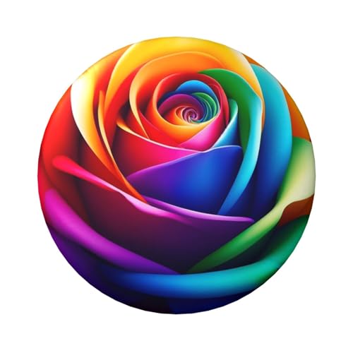 Laminierte Pinback-Knöpfe, 6 cm, bunt, Regenbogen-Rosenblüte, 5 Stück, runde Abzeichen mit glänzender Oberfläche und sicherer Pinback von Vortithora
