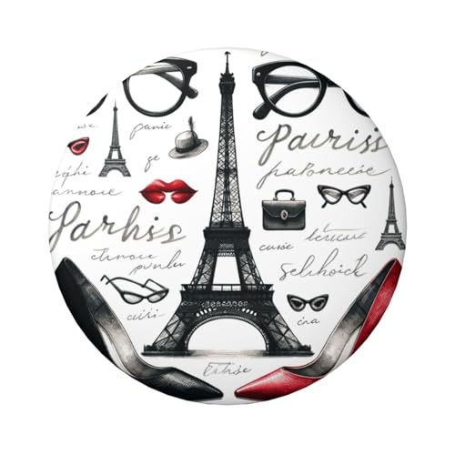 Laminierte Pinback-Knöpfe, 6 cm, französischer Eiffelturm, Paris, 5 Stück, runde Abzeichen mit glänzender Oberfläche und sicherer Pinback von Vortithora