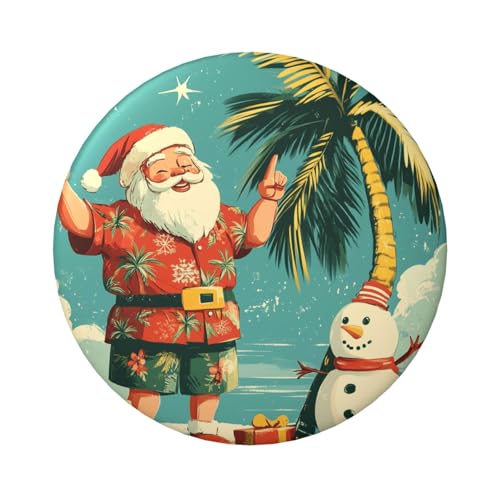 Laminierte Pinback-Knöpfe, Hawaii-Santa, Schneemann, Weihnachten, 6 cm, 5 Stück, runde Abzeichen mit glänzender Oberfläche und sicherer Pinback von Vortithora