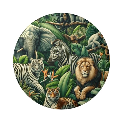 Laminierte Pinback-Knöpfe, Löwen-Zebras, tropische Pflanze, 6 cm, 5 Stück, runde Abzeichen mit glänzender Oberfläche und sicherer Pinback von Vortithora