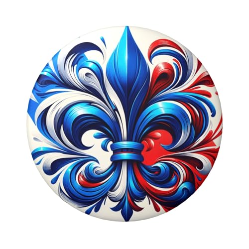 Laminierte Pinback-Knöpfe, französische Lilie, 6 cm, 5 Stück, runde Abzeichen mit glänzender Oberfläche und sicherer Pinback von Vortithora
