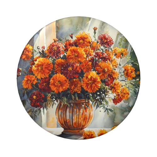 Laminierte Pinback-Knöpfe mit Ringelblumen-Motiv, 6 cm, 5 Stück, runde Abzeichen mit glänzender Oberfläche und sicherer Pinback von Vortithora