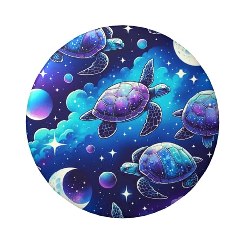 Laminierte Pinback-Knöpfe mit Schildkröten-Mondlit-Galaxie, 6 cm, 5 Stück, runde Abzeichen mit glänzender Oberfläche und sicherer Pinback von Vortithora