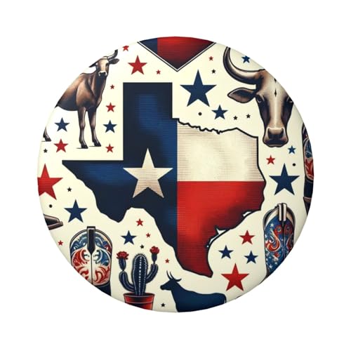 Laminierte Pinback-Knöpfe mit Texas-The-Long-Stern-Flagge, 6 cm, 5 Stück, runde Abzeichen mit glänzender Oberfläche und sicherer Pinback-Rückseite von Vortithora