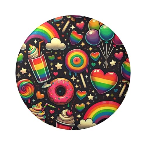 Lgbt-Donuts-Knöpfe, 6 cm, Regenbogen-Love, laminiert, runde Anstecknadeln mit glänzender Oberfläche und sicherer Pinback-Rückseite, 5 Stück von Vortithora