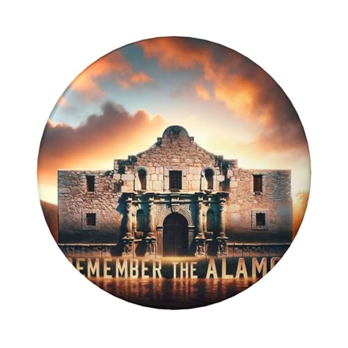 Remember-The-Alamo-Texas Laminierte Pinback-Knöpfe, 6 cm, runde Abzeichen mit glänzender Oberfläche und sicherer Pinback-Rückseite, 5 Stück von Vortithora