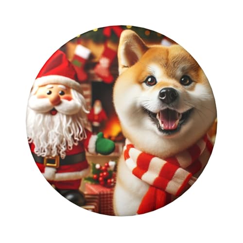 Shiba-Inu-Christmas Laminierte Pinback-Knöpfe, 6 cm, 5 Stück, runde Abzeichen mit glänzender Oberfläche und sicherer Pinback von Vortithora