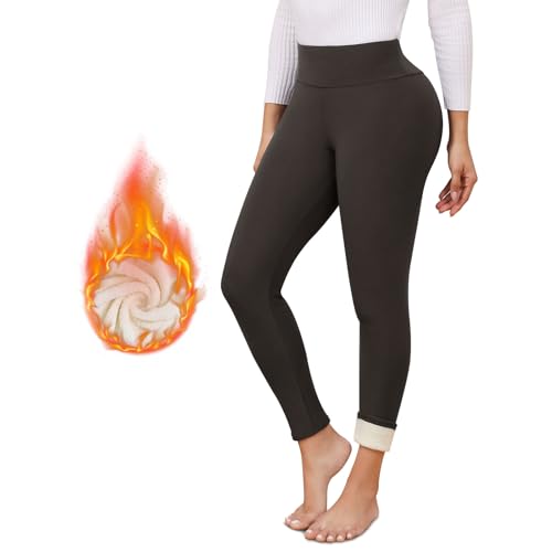 Thermo Leggings Damen Gefüttert Verdickte Thermoleggins Flauschige High Waist Blickdicht Sportleggins Winter Warme Fleece Leggings M Dunkelgrau von Vorvowry