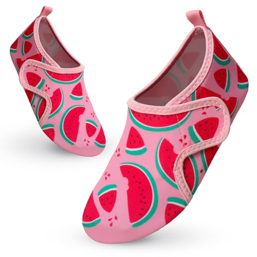 Vorvowry Badeschuhe Kinder Mädchen Jungen Wasserschuhe rutschfeste Schwimmschuhe Schnell Trocknend Aquaschuhe Leicht Strandschuhe Barfußschuhe Badesocken Kleinkinder Wassermelone 32-33 von Vorvowry