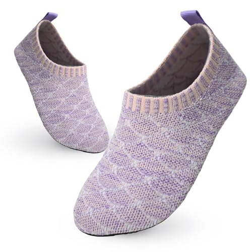 Vorvowry Hausschuhe Kinder Mädchen Junge Rutschfest Kindergarten Pantoffeln Weich Leicht Turnschläppchen Lauflernschuhe Kleinkinder Barfussschuhe Slippers Hellviolette Fischschuppen 22-23 von Vorvowry