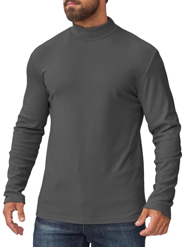 Vorvowry Herren Rollkragenpullover mit Innenfleece Slim Fit Thermo Unterziehshirt Langarm Dehnbares Winter Longsleeve Unterhemd für Männer Grau L von Vorvowry