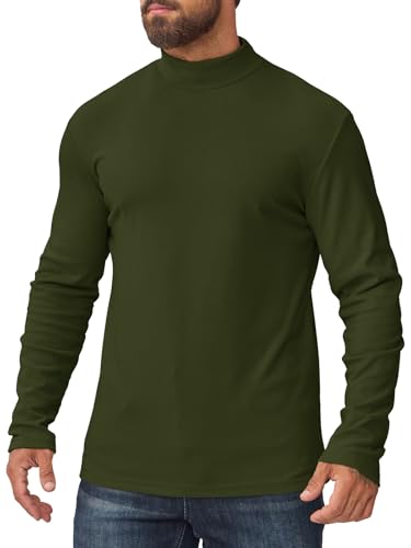 Vorvowry Herren Rollkragenpullover mit Innenfleece Slim Fit Thermo Unterziehshirt Langarm Dehnbares Winter Longsleeve Unterhemd für Männer Militärgrün XL von Vorvowry