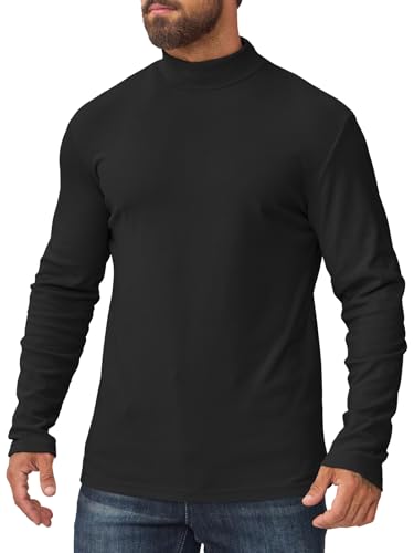Vorvowry Herren Rollkragenpullover mit Innenfleece Slim Fit Thermo Unterziehshirt Langarm Dehnbares Winter Longsleeve Unterhemd für Männer Schwarz M von Vorvowry