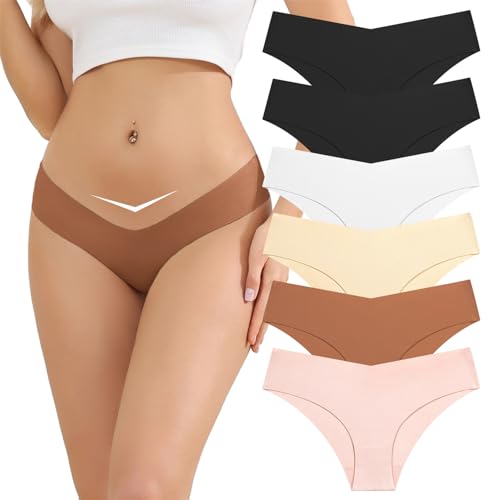 Vorvowry Tanga Damen Nahtlose Unterwäsche, Niedrige Taille String Weich Unsichtbare Frauen Unterhosen, Bequem Atmungsaktive Damen Slips Thong Mehrpack 6er Pack L Mehrfarbig von Vorvowry