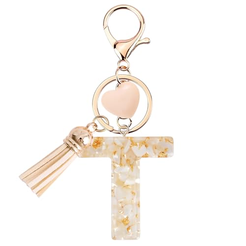 Vorysum Herzförmig Anhänger Schlüsselanhänger Mädchen Schlüssel Buchstabe Beige Marmor Harz Mit Anfangsbuchstaben Gold Schlüsselringe Kinder Schlüsselanhänger Personalisiert Keychain Geschenk （T） von Vorysum