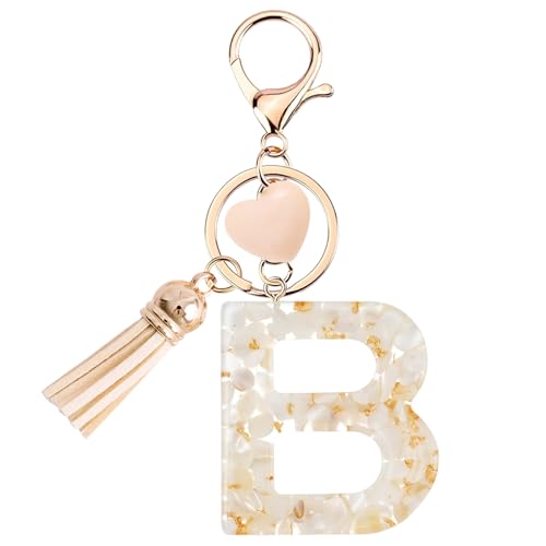 Vorysum Herzförmig Anhänger Schlüsselanhänger Mädchen Schlüssel Buchstabe Beige Marmor Harz Mit Anfangsbuchstaben Gold Schlüsselringe Kinder Schlüsselanhänger Personalisiert Keychain Geschenk （B） von Vorysum