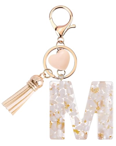 Vorysum Schlüsselanhänger Kinder Schlüssel Buchstabe Anhänger Beige Marmor Harz Mit Anfangsbuchstaben Gold Schlüsselringe Herzförmig Schlüsselanhänger Personalisiert Mädchen Keychain Geschenk （M） von Vorysum