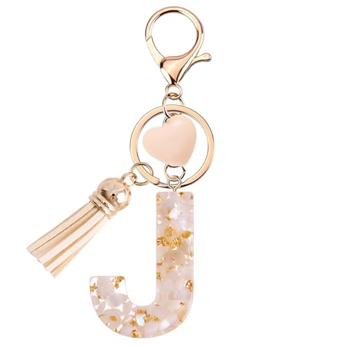 Vorysum Schlüsselanhänger Kinder Schlüssel Buchstabe Anhänger Beige Marmor Harz Mit Anfangsbuchstaben Gold Schlüsselringe Herzförmig Schlüsselanhänger Personalisiert Mädchen Keychain Geschenk （J） von Vorysum