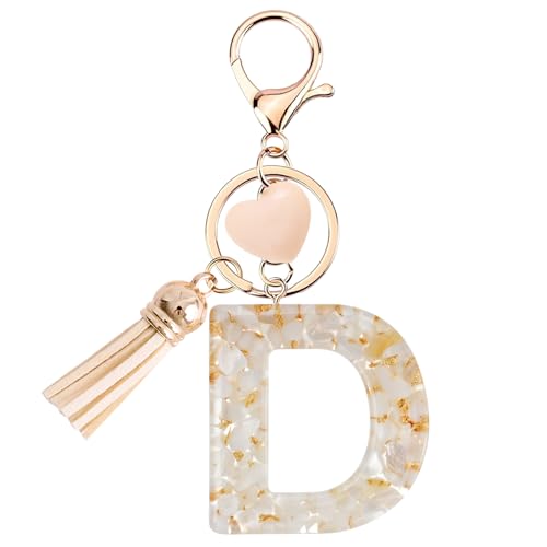Vorysum Schlüsselanhänger Mädchen Schlüssel Buchstabe Anhänger Beige Marmor Harz Mit Anfangsbuchstaben Gold Schlüsselringe Herzförmig Kinder Schlüsselanhänger Personalisiert Keychain Geschenk （D） von Vorysum