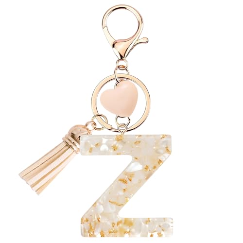 Vorysum Schlüsselanhänger Mädchen Schlüssel Buchstabe Anhänger Beige Marmor Harz Mit Anfangsbuchstaben Gold Schlüsselringe Herzförmig Kinder Schlüsselanhänger Personalisiert Keychain Geschenk （Z） von Vorysum