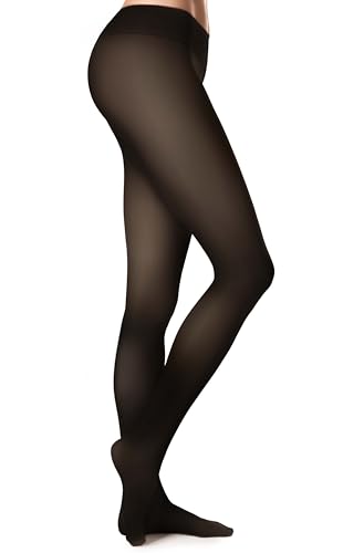 Vosda Damenstrumpfhose mit Fleece-Futter – Ultra-warme gefälschte durchsichtige Optik, dicke Leggings für den Winter, Schwarz, X-Large-XX-Large von Vosda