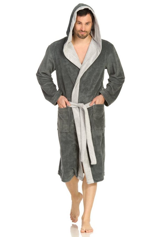 Vossen Bademantel Poppy, ideal für Sauna & Spa, Hotelbademantel, Morgenmantel, Langform, Baumwoll-Mix, Kapuze, Gürtel, Doubleface Optik von Vossen