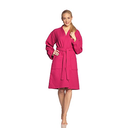 Vossen Damen Bademantel Rom, Einfarbig, Gr. M (40/42), Rosa (cranberry) von Vossen