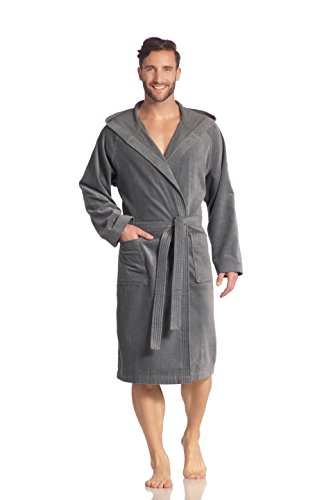 Vossen Unisex Bademantel Kimono Form mit Kapuze in flanell Gr. XXL von Vossen