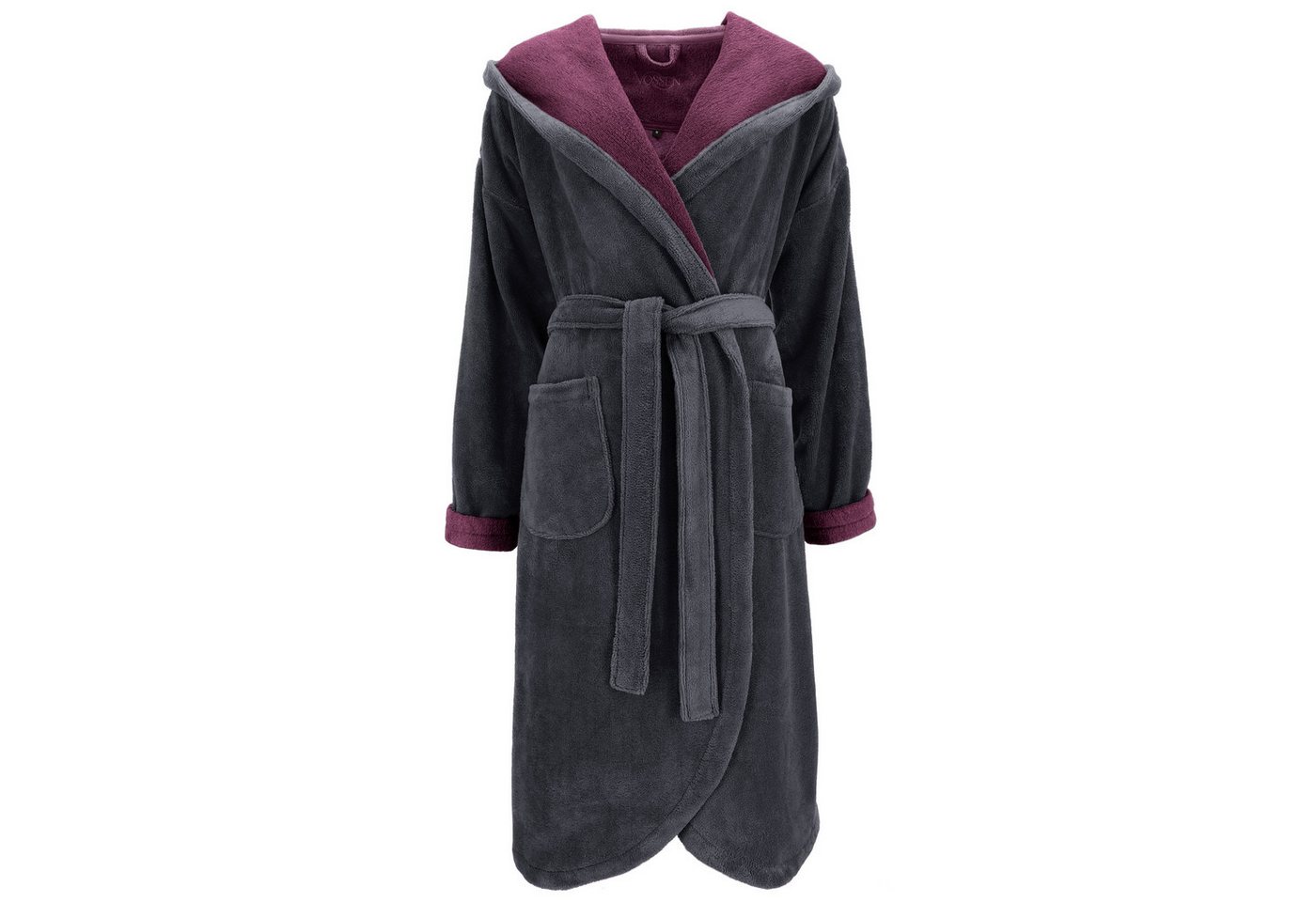 Vossen Damenbademantel Balance Carmen Kapuze Velours, Kapuze, 45% Polyester, 35% Bambus, 20% Baumwolle, modern überschnittene Schulterpartie von Vossen