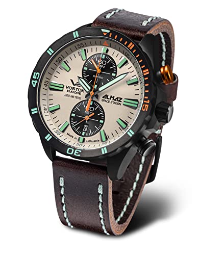 Vostok Europe Herren Chronograph Japanisches Quarzwerk Uhr mit Leder Armband 6S11-320C677 von Vostok Europe