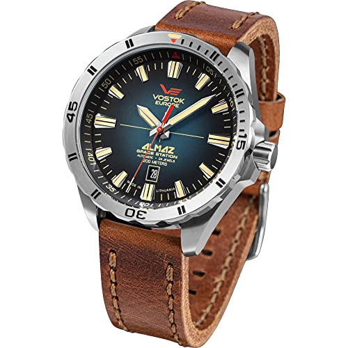 Vostok Europe Almaz NH35-320A678 Automatikuhr für Herren, braun/blau, Riemen Vostok Europe Almaz NH35-320A678 Automatikuhr für Herren, braun/blau, Riemen von Vostok Europe