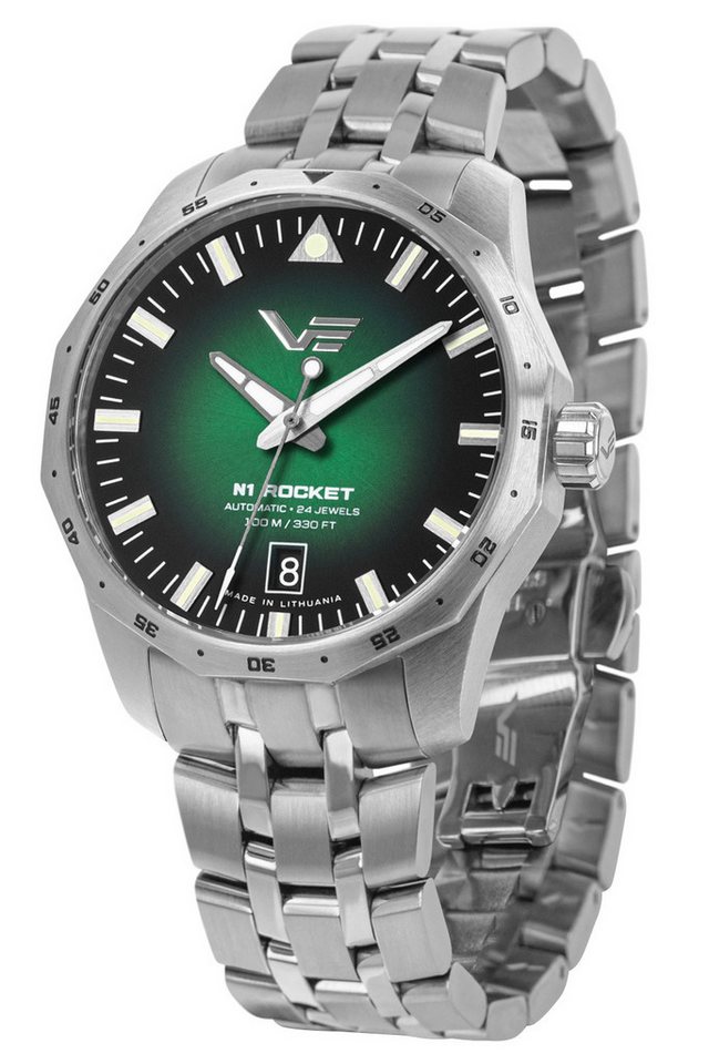 Vostok Europe Automatikuhr Armbanduhr Unisex Automatik Rocket N1 Stahl/Grün 39 mm von Vostok Europe
