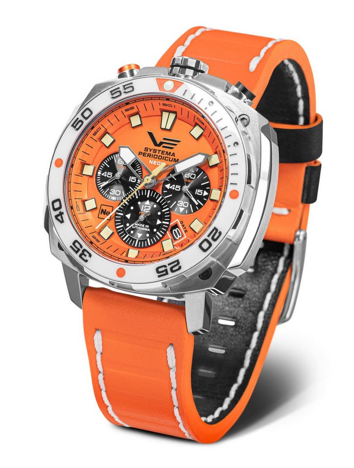 Vostok Europe Chronograph Systema Periodicum 650A723-L – Neon-Design, 45,5 mm, Lederband von Vostok Europe