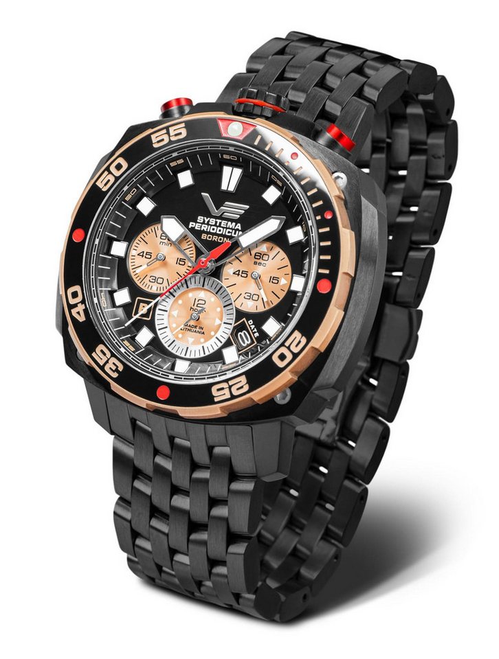 Vostok Europe Chronograph Boron 650E721-B – Bullhead Uhr 45,5 mm, Schwarz, Edelstahlband, 20 ATM von Vostok Europe