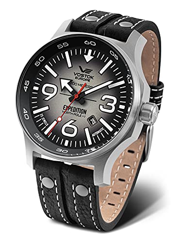 Vostok Europe Herrenuhr mit Nieten Lederband Expedition Nordpol 1 Automatik YN55 595A639 von Vostok Europe