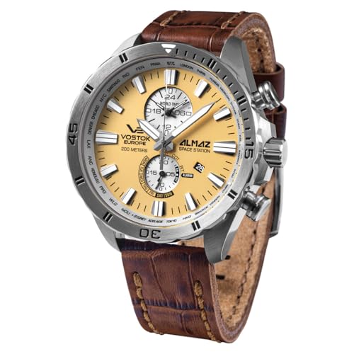 Vostok Europe Herrenuhr Almaz Space Station Chrono Braun/Beige YM8J-320A655 von Vostok Europe