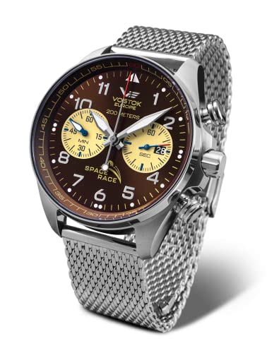 Vostok Europe Space Race Herrenuhr Chronograph mit Milanaiseband 20 ATM Datum 325A665-B von Vostok Europe