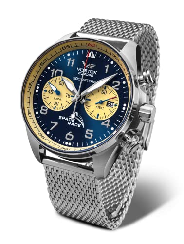 Vostok Europe Space Race Herrenuhr Chronograph mit Milanaiseband 20 ATM Datum 325A667-B von Vostok Europe