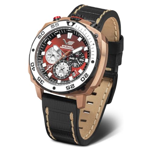 Vostok Europe Systema Periodicum Chronograph 20ATM K1 Herren Quarzuhr Mineralglas mit Wechselarmband, Phosphor, Armband von Vostok Europe