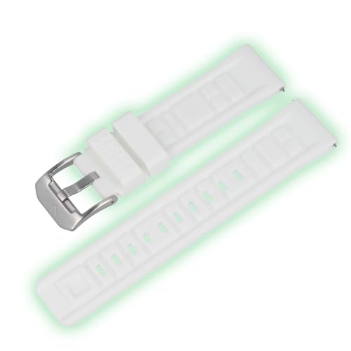 Vostok Europe lumineszierendes Silikonarmband 24 mm Weiß Systema Periodicum Schließe Mattiert von Vostok Europe