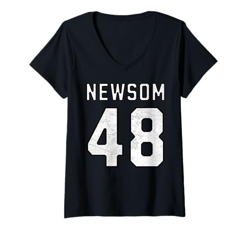 Damen Gavin Newsom Nummer 48 Vintage 48. Präsident 2028 T-Shirt mit V-Ausschnitt Damen Gavin Newsom Nummer 48 Vintage 48. Präsident 2028 T-Shirt mit V-Ausschnitt von Vote Gavin Newsom 48 Democrat US Election