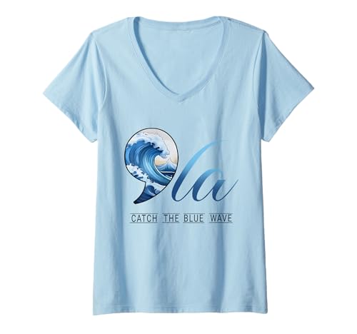 Damen Comma La Catch The Blue Wave Vote Kamala President 24 Harris T-Shirt mit V-Ausschnitt von Vote Kamala President 2024 Shirt