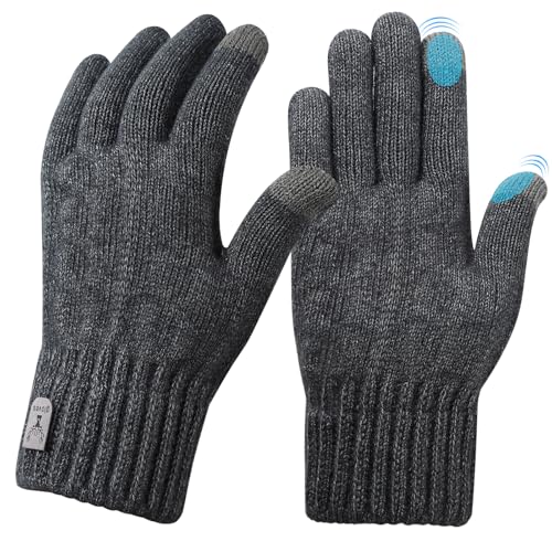 Votoko Handschuhe Damen Winter Warm Touchscreen Handschuhe Thermo Winterhandschuhe Strickhandschuhe Wollhandschuhe, Ideal für Frauen Herren Radfahren Sport Outdoor Winter Geschenke, Grau von Votoko