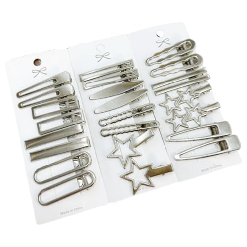 24 Stück Silber Haarspangen, y2k Haarclips Damen Metall Haarspange Mädchen Haarschmuck, Silberne Gewellte Alligator-Haarspangen Entenschnabel-Haarnadeln, Haarklammer für Kinder und Damen von Votvlog
