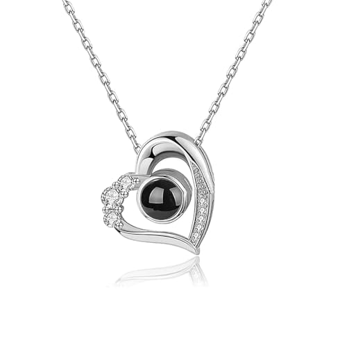Personalisierte Halskette mit Bild, Personalisiert Foto Projektion Halskette, Kette mit Bild Anhänger Personalisierte Geschenke, Fotoprojektions-Halskette Individuelle Fotogeschenke (Strasssteine) von Votvlog