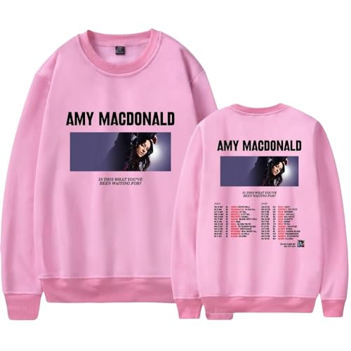 Amy Music Macdonald Sweatshirt Europa Tour Set Mode Casual Langärmeliges Sweatshirt Rundhals Neutral Hip Hop Straßenkleidung-Pink||m von Voulkco