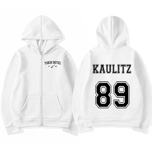 Kapuzenpulli Mit Reißverschluss Rock Tokyo -Band Hotel Kaulitz 89 Bedruckter Hoodie Männer Frauen Casual Sweatshirt Mit Kapuze Mode Harajuku Hip Hop Streetwear Unisex Langarm Kleidung-White||xx_s von Voulkco