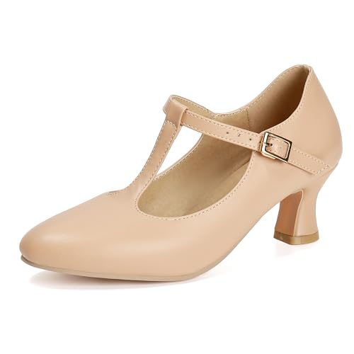 Voviggiw Damen 1920er Jahre Schuhe T-Riemen Tanzpumps für Latin Salsa Ballsaal Charakter Schuh Folklorico Flamenco Tango Swing, aprikose, 37.5 EU Voviggiw Damen 1920er Jahre Schuhe T-Riemen Tanzpumps für Latin Salsa Ballsaal Charakter Schuh Folklorico Flamenco Tango Swing, aprikose, 37.5 EU von Voviggiw