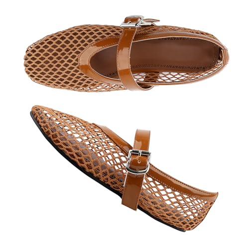 Voviggiw Mesh Ballet Flachs for Damen Gemütlich Schnalle Strap Flachs Fishnet Ballerina Flachs Causal Daily Kleid Sommer Schuhe Coffee Große 43 Voviggiw Mesh Ballet Flachs for Damen Gemütlich Schnalle Strap Flachs Fishnet Ballerina Flachs Causal Daily Kleid Sommer Schuhe Coffee Große 43 von Voviggiw