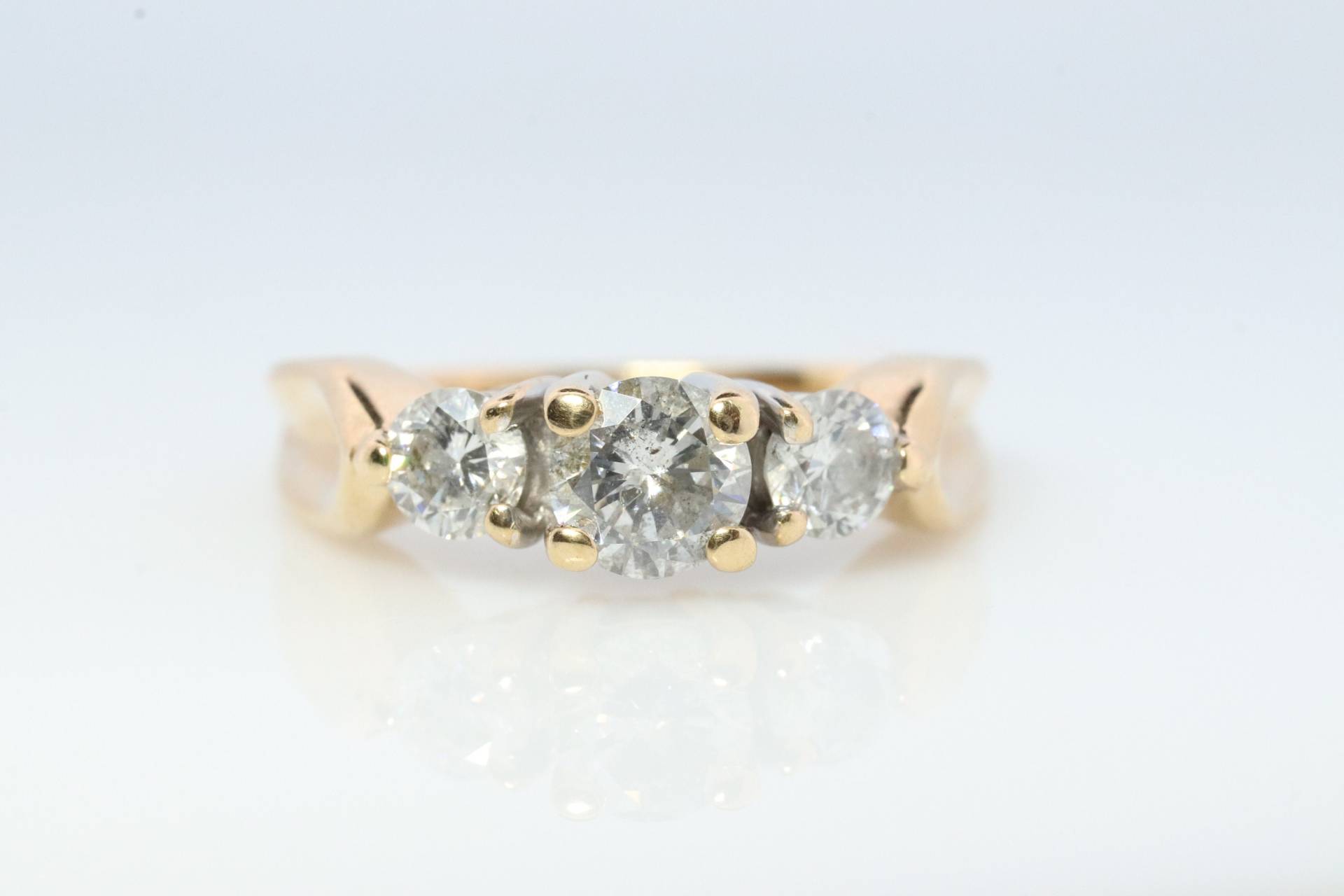 14K Diamond Trio Ring Von Leo Schachter Co. Lsc. Trilogy 3 Stein Diamant 3/4Ct Ring. Verlobungsring. Solitärring von VoxMarket